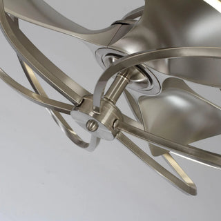 27" Bucholz Industrial DC Motor Brushed Nickel Downrod Mount Reversible Ceiling Fan with Lighting and Remote Control - Vaczon