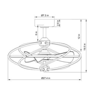 27" Bucholz Industrial DC Motor Brushed Nickel Downrod Mount Reversible Ceiling Fan with Lighting and Remote Control - Vaczon