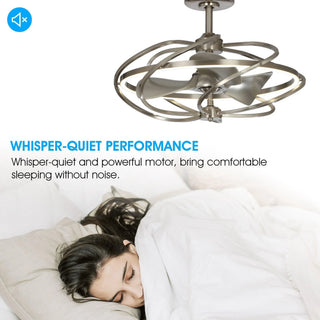 27" Bucholz Industrial DC Motor Brushed Nickel Downrod Mount Reversible Ceiling Fan with Lighting and Remote Control - Vaczon