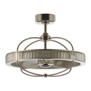 27" Industrial DC Motor Brushed Nickel Downrod Mount Reversible Crystal Ceiling Fan with Lighting and Remote Control - Vaczon