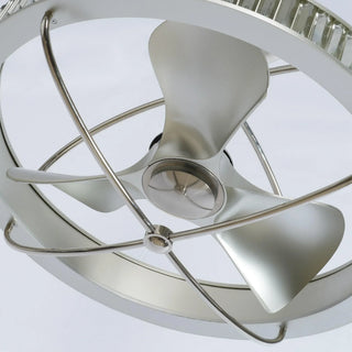 27" Industrial DC Motor Brushed Nickel Downrod Mount Reversible Crystal Ceiling Fan with Lighting and Remote Control - Vaczon