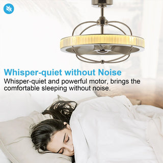27" Industrial DC Motor Brushed Nickel Downrod Mount Reversible Crystal Ceiling Fan with Lighting and Remote Control - Vaczon