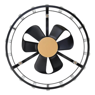 27" Modern DC Motor Downrod Mount Reversible Crystal Ceiling Fan with Lighting - Vaczon