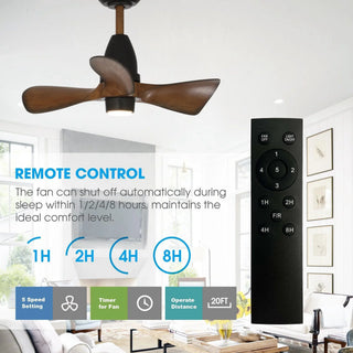 28" Kwang Rustic DC Motor Downrod Mount Reversible Ceiling Fan with LED Lighting and Remote Control - Vaczon