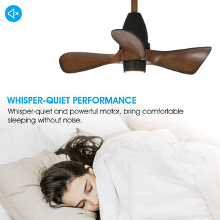 28" Kwang Rustic DC Motor Downrod Mount Reversible Ceiling Fan with LED Lighting and Remote Control - Vaczon