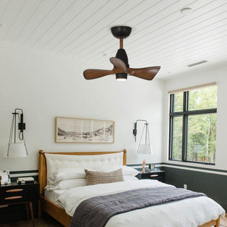 28" Kwang Rustic DC Motor Downrod Mount Reversible Ceiling Fan with LED Lighting and Remote Control - Vaczon