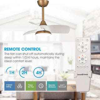 28" Modern White DC Motor Downrod Mount Reversible Ceiling Fan with LED Lighting and Remote Control - Vaczon