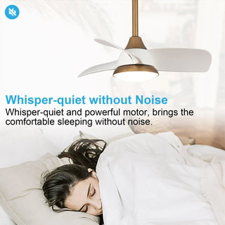 28" Modern White DC Motor Downrod Mount Reversible Ceiling Fan with LED Lighting and Remote Control - Vaczon