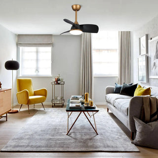 28" Modern Black DC Motor Downrod Mount Reversible Ceiling Fan with LED Lighting and Remote Control - Vaczon