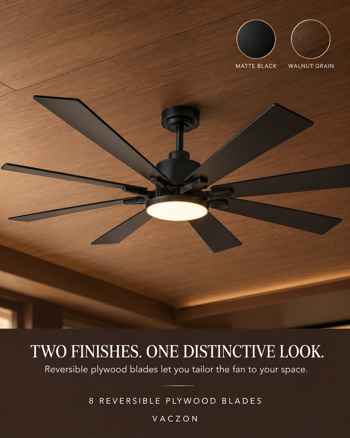 Vaczon 72" Elbe Modern Downrod Mount Ceiling Fan with Light and Remote Control