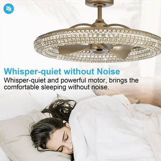33" Modern DC Motor Crystal Ceiling Fan with Lighting and Remote Control - Vaczon