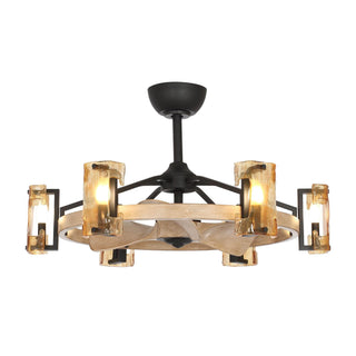 34" Bucholz Farmhouse DC Motor Downrod Mount Reversible Ceiling Fan with Lighting and Remote Control - Vaczon