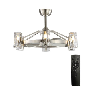 34" Bucholz Modern DC Motor Brushed Nickel Downrod Mount Reversible Ceiling Fan with LED Lighting and Remote Control - Vaczon