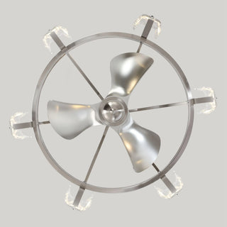 34" Bucholz Modern DC Motor Brushed Nickel Downrod Mount Reversible Ceiling Fan with LED Lighting and Remote Control - Vaczon