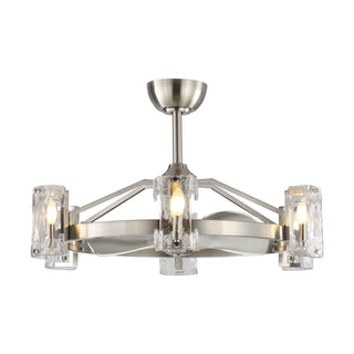 34" Bucholz Modern DC Motor Brushed Nickel Downrod Mount Reversible Ceiling Fan with LED Lighting and Remote Control - Vaczon