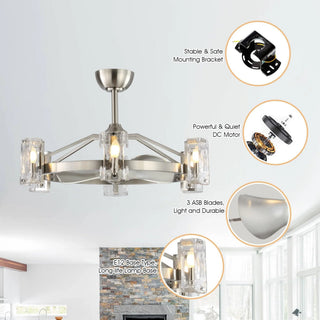 34" Bucholz Modern DC Motor Brushed Nickel Downrod Mount Reversible Ceiling Fan with LED Lighting and Remote Control - Vaczon