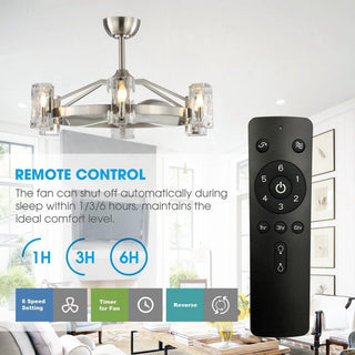 34" Bucholz Modern DC Motor Brushed Nickel Downrod Mount Reversible Ceiling Fan with LED Lighting and Remote Control - Vaczon