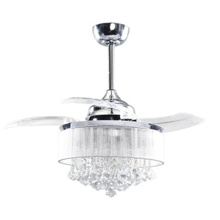 36" Bangaiore Modern Downrod Mount Crystal Ceiling Fan with Lighting - Vaczon