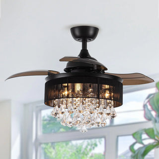 36" Bangaiore Modern Downrod Mount Crystal Ceiling Fan with Lighting - Vaczon