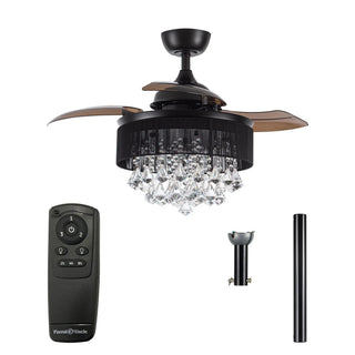 36" Bangaiore Modern Downrod Mount Crystal Ceiling Fan with Lighting - Vaczon