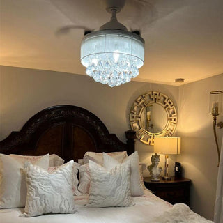 36" Bangaiore Modern Downrod Mount Crystal Ceiling Fan with Lighting - Vaczon