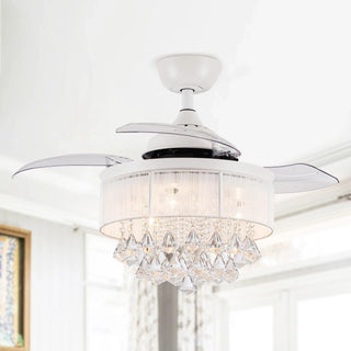 36" Bangaiore Modern Downrod Mount Crystal Ceiling Fan with Lighting - Vaczon
