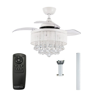 36" Bangaiore Modern Downrod Mount Crystal Ceiling Fan with Lighting - Vaczon