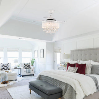 36" Bangaiore Modern Downrod Mount Crystal Ceiling Fan with Lighting - Vaczon