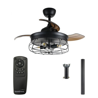 36" Benally Industrial Downrod Mount Ceiling Fan with Lighting and Remote Control - Vaczon