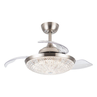 36" Brownesville Modern Chrome Downrod Mount Crystal Ceiling Fan with Lighting and Remote Control - Vaczon