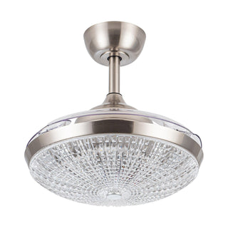 36" Brownesville Modern Chrome Downrod Mount Crystal Ceiling Fan with Lighting and Remote Control - Vaczon