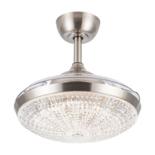 36" Brownesville Modern Chrome Downrod Mount Crystal Ceiling Fan with Lighting and Remote Control - Vaczon