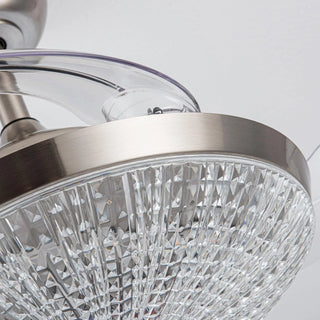 36" Brownesville Modern Chrome Downrod Mount Crystal Ceiling Fan with Lighting and Remote Control - Vaczon