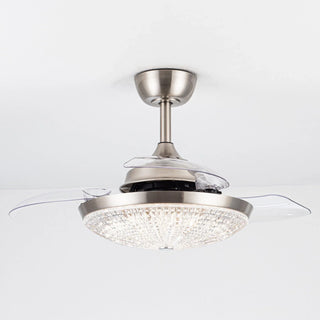 36" Brownesville Modern Chrome Downrod Mount Crystal Ceiling Fan with Lighting and Remote Control - Vaczon