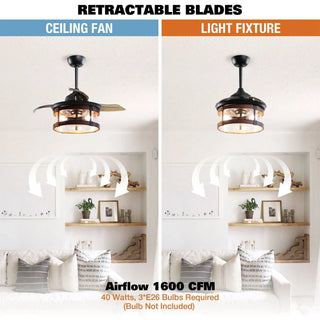 36" Caselli Industrial Downrod Mount Ceiling Fan with Lighting and Remote Control - Vaczon