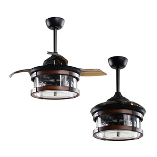 36" Caselli Industrial Downrod Mount Ceiling Fan with Lighting and Remote Control - Vaczon