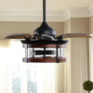 36" Caselli Industrial Downrod Mount Ceiling Fan with Lighting and Remote Control - Vaczon