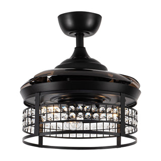 36" 3 Blades Downrod Mount AC Motor Industrial Modern Ceiling Fan with Lighting and Remote Control - Vaczon