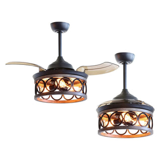 36" Mirelle Farmhouse Downrod Mount Ceiling Fan with Lighting and Wall Control - Vaczon