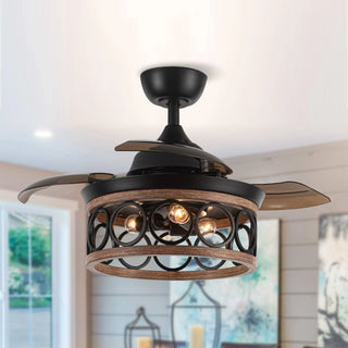 36" Mirelle Farmhouse Downrod Mount Ceiling Fan with Lighting and Wall Control - Vaczon
