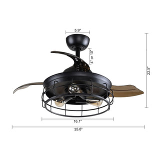 36" Pickett Industrial Downrod Mount Ceiling Fan with Lighting and Remote Control - Vaczon