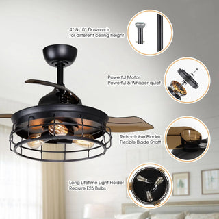 36" Pickett Industrial Downrod Mount Ceiling Fan with Lighting and Remote Control - Vaczon