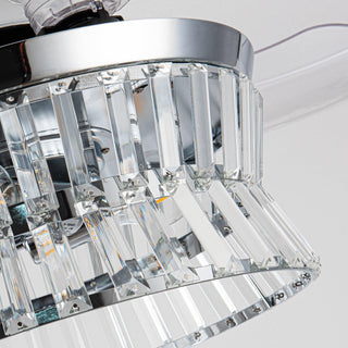 36" Prayag AC Motor Industrial Modern Downrod Mount Crystal Ceiling Fan with Lighting and Remote Control - Vaczon