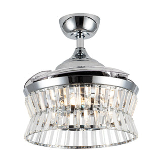 36" Prayag AC Motor Industrial Modern Downrod Mount Crystal Ceiling Fan with Lighting and Remote Control - Vaczon