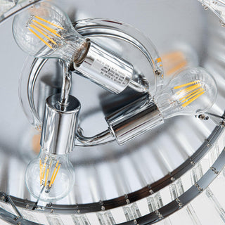 36" Prayag AC Motor Industrial Modern Downrod Mount Crystal Ceiling Fan with Lighting and Remote Control - Vaczon