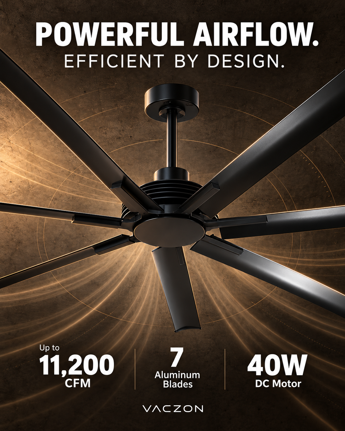 84 Inch 100 Inch Silent Storm Extra Large Ceiling Fan with Remote Control