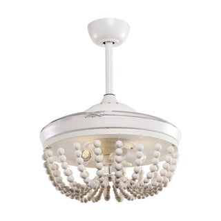 42" Huang Farmhouse Wooden Beads Ceiling Fan with Lighting - Vaczon