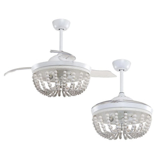 42" Huang Farmhouse Wooden Beads Ceiling Fan with Lighting - Vaczon