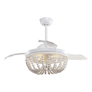 42" Huang Farmhouse Wooden Beads Ceiling Fan with Lighting - Vaczon