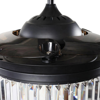 42" Modern Downrod Mount Crystal Ceiling Fan with Lighting and Remote Control - Vaczon